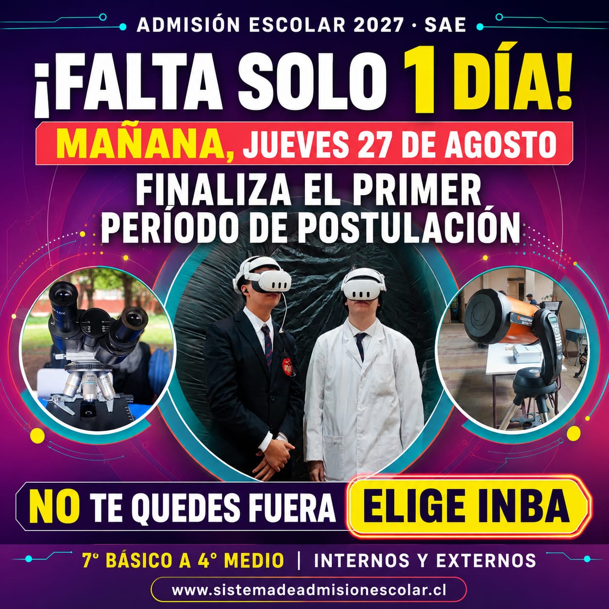 Admisión 2027: falta solo 1 día